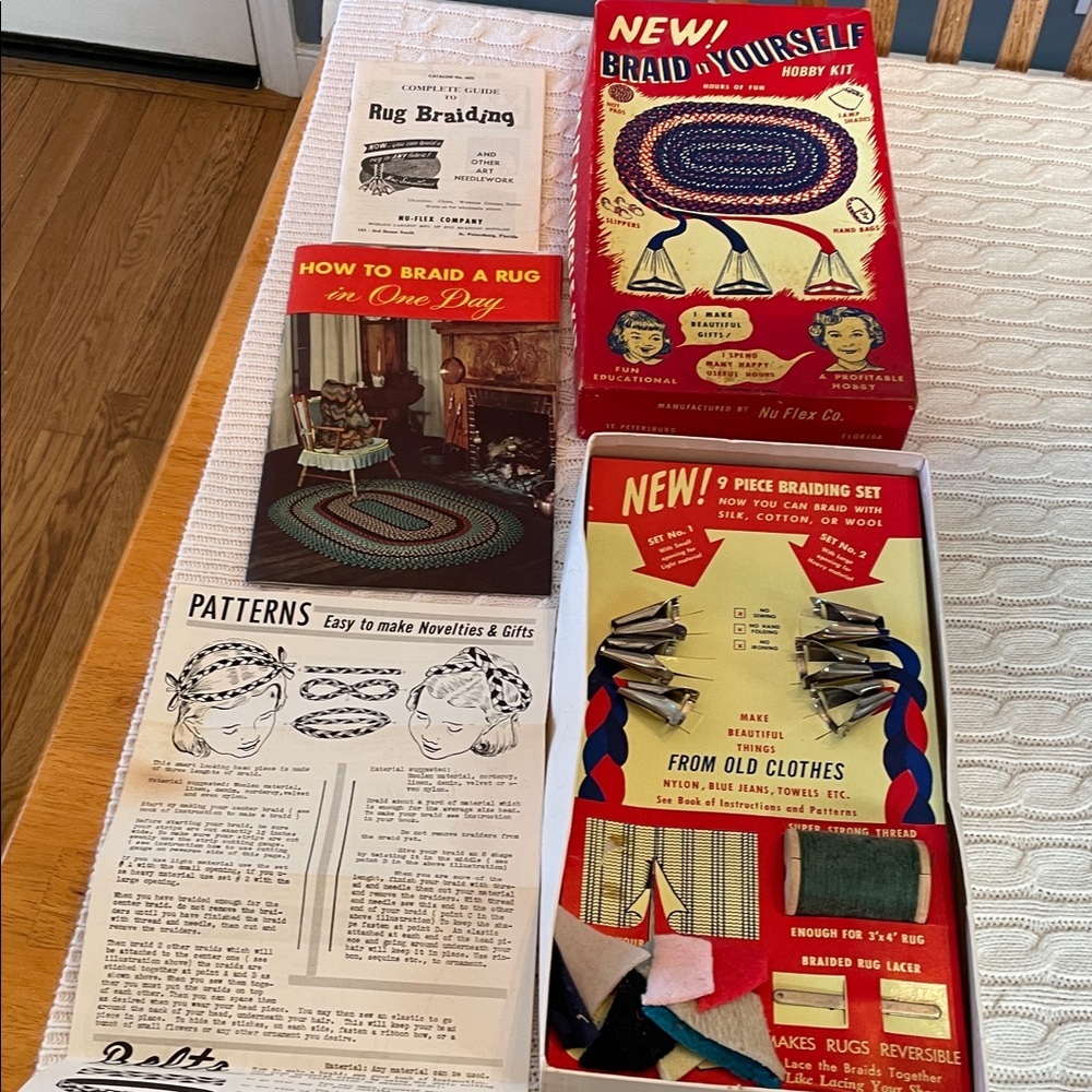 Vintage Nu Flex Co. rug braiding kit Make hot pads slippers handbags lamp shades